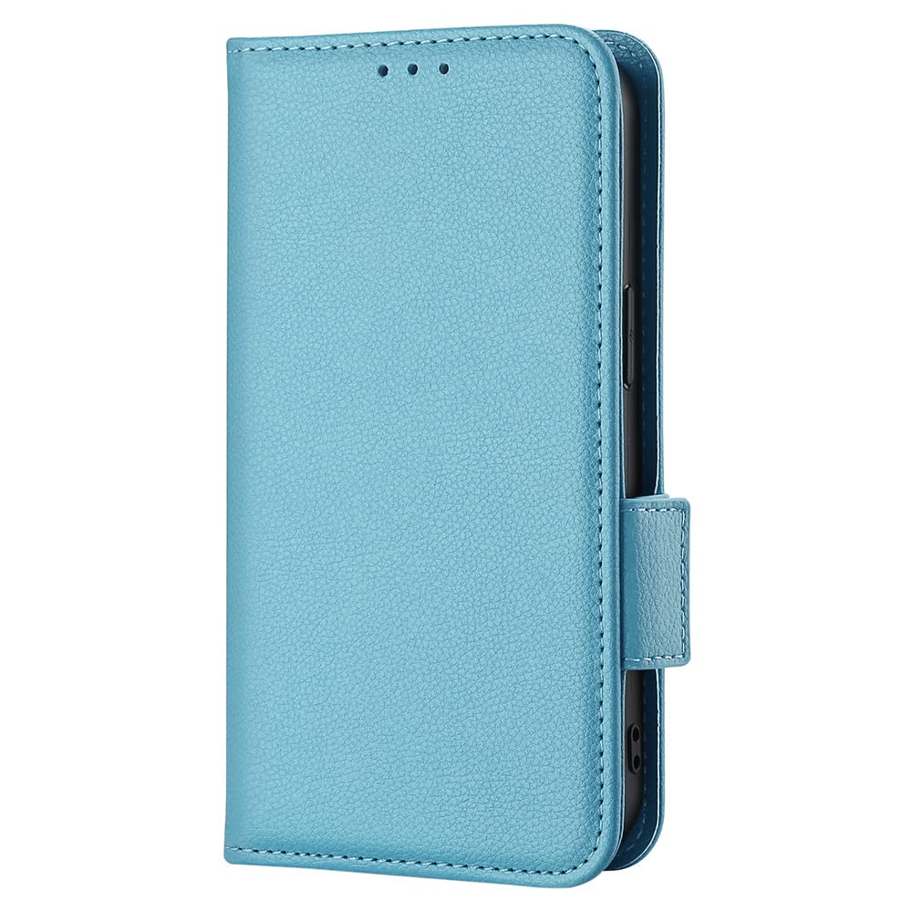 Sawiqpd Motorola Moto G84 Case, Slim Shockproof Flip Wallet Protective Cover Notebook Leather Case with Card Holder Magnetic Closure Stand TPU Bumper for Motorola Moto G84 Phone Cover, Light Blue