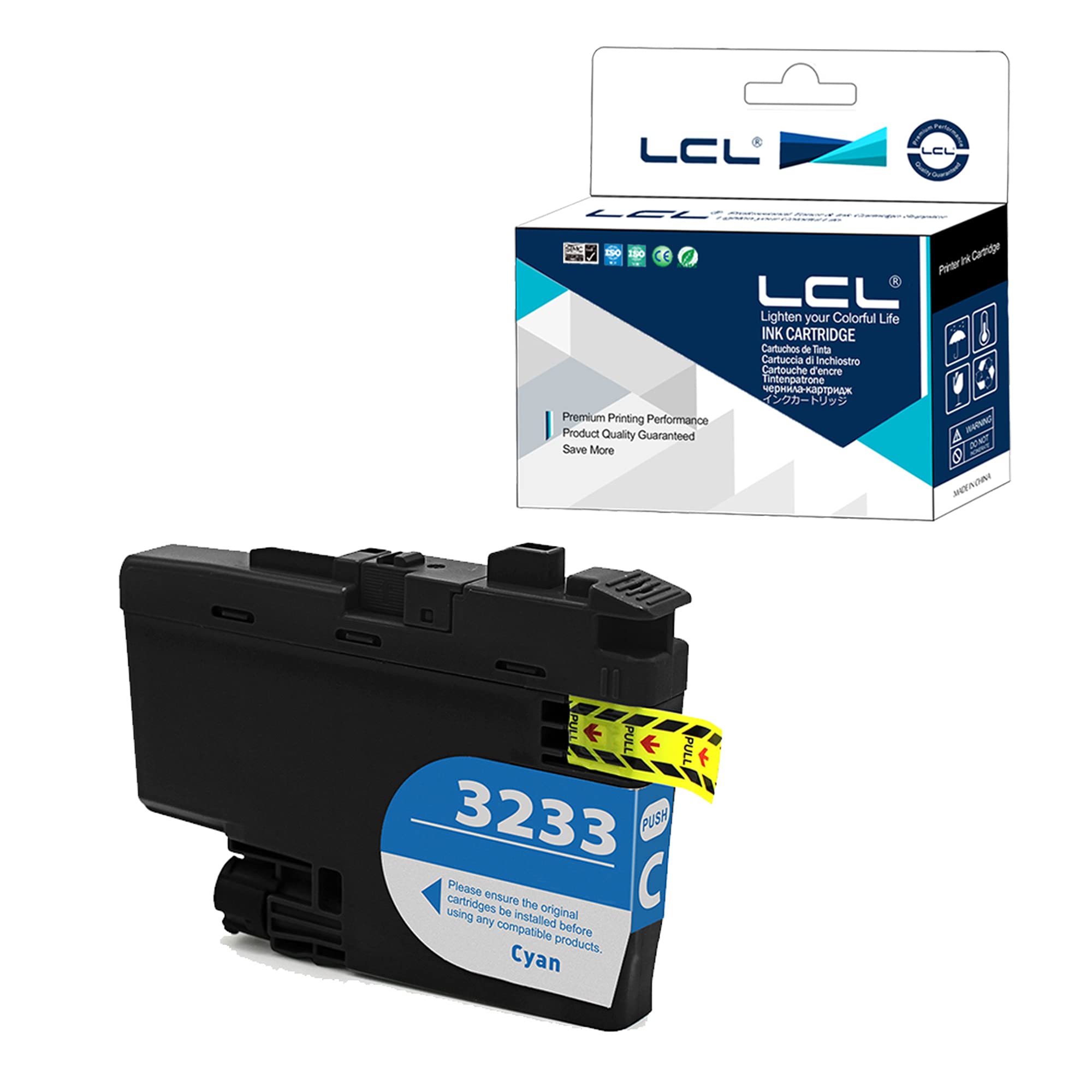 LCL Compatible Ink Cartridge LC-3233 LC3233 XL LC3233XL LC-3233C LC3233C (1 Cyan) Replacement for Brother DPC-J1100DW MFC-J1300DW