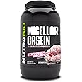 NutraBio Micellar Casein Protein Powder-Casein Protein Powder Strawberry- Slow Digesting - Muscle Growth - Essential Amino Acids - Non-GMO - Gluten & Soy Free-2 lbs Strawberry Ice Cream