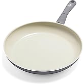 GreenLife Soft Grip 12" Frying pan, Non-Toxic PFAS-Free Ceramic Nonstick, Stay-Cool Handles, Wobble Free, Dishwasher & Oven Safe, Gray