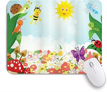 Amazon Ninehasa 可愛いマウスパッド 蜂蝶アリてんとう虫カタツムリ花キノコ毛虫赤ちゃん動物春の画像 ノンスリップゴムバッキングコンピューターマウスパッドノートブックマウスマット Ninehasa マウスパッド 通販