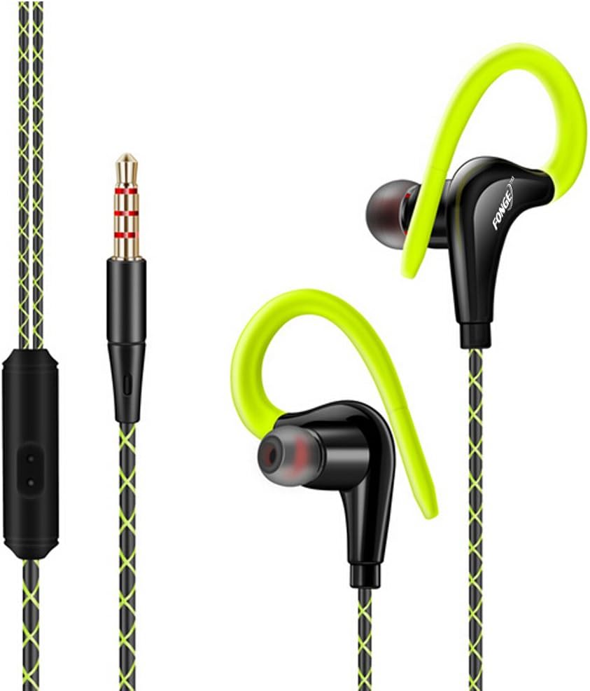 SANKER Sports Earphones Stereo Earbuds In-Ear Earphone Running Ear-hook Headphone with Mic (X Green)
