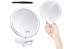 B Beauty Planet 30X Magnifying Mirror for Travel with Handle, Double-Sided 1X/30X Magnification Hand Mirror for Makeup,Travel Mirror for Desk 5 Inches