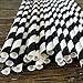 NYKKOLA Striped Paper Black White-7.75 Inches Disposable Drinking Straws, 100 Count