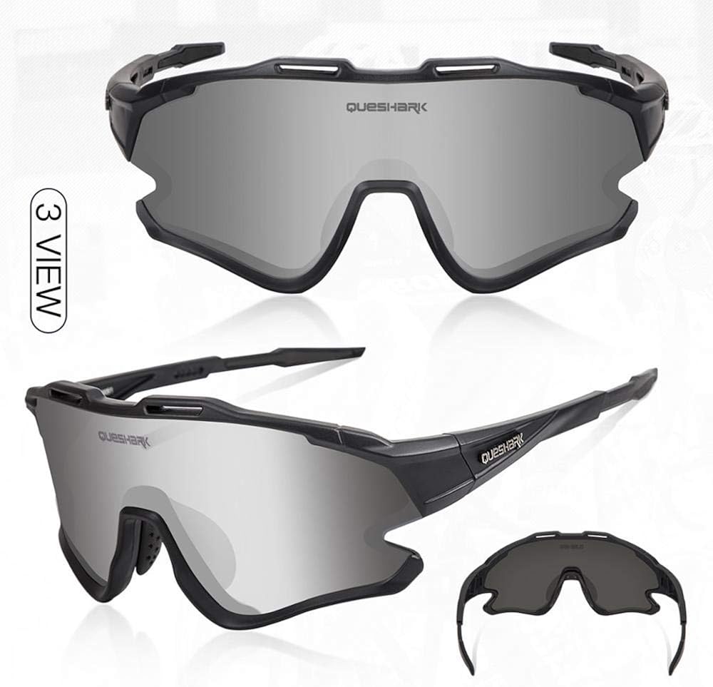 Queshark Cycling Sunglasses with1 Polarized 3 HD Interchangeable Lens Anti-UV400 for Driving Fishing Glof Baseball Running Hiking - Image 3