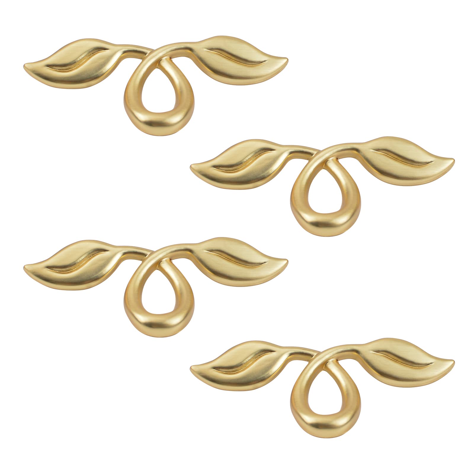 MOROBOR Brushed Vintage Style Leafy Drawer Pull, 4pcs Dresser Handles Leaf Dresser Pulls Cabinet Knob Hardware Zinc Alloy Leaf Dresser Pulls for Kitchen Bedroom Bathroom (Brushed Gold — image 1