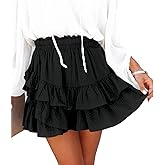 Aoudery Flowy Shorts for Women Casual Ruffle Tiered Skorts High Waist Mini Tennis Golf Skirt Boho Summer Shorts