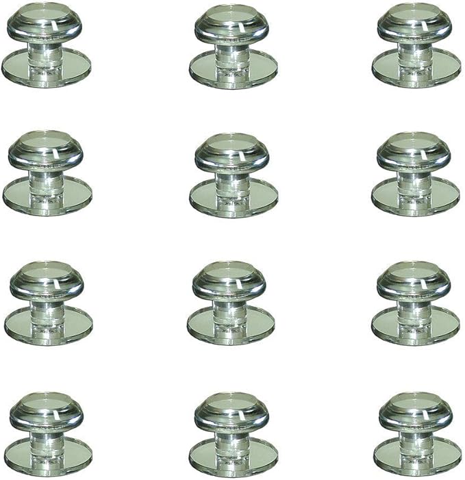 Mirart 1¼ Pull Handle, Self Stick Round Acrylic Mirror Beveled Knob (12