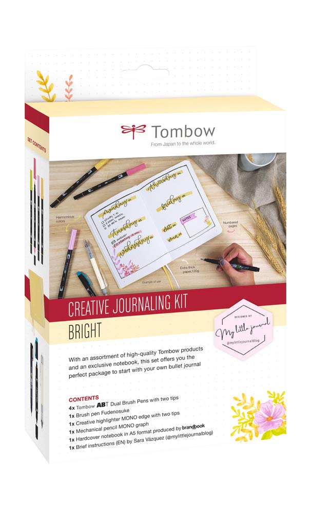 Tombow BUJO-SET2 Creative Journaling Kit Bright Notebook + 7 Selected Products