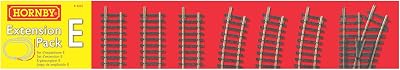 Hornby OO Gauge Track Extension Pack E - Straight, Curves, Point, Buffer Stop