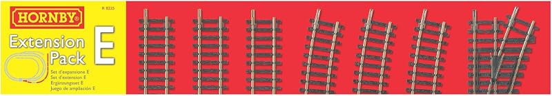 Hornby OO Gauge Track Extension Pack E - Straight, Curves, Point, Buffer Stop