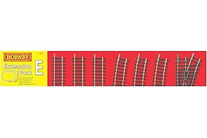 Hornby Hobby Train Tracks - R8225 Extension Pack E Track Pieces - Small Scale Model Accessories for Train, Electric Railroad Supplies with HO/OO Gauge Compatibility, Straight/Curved Tracks