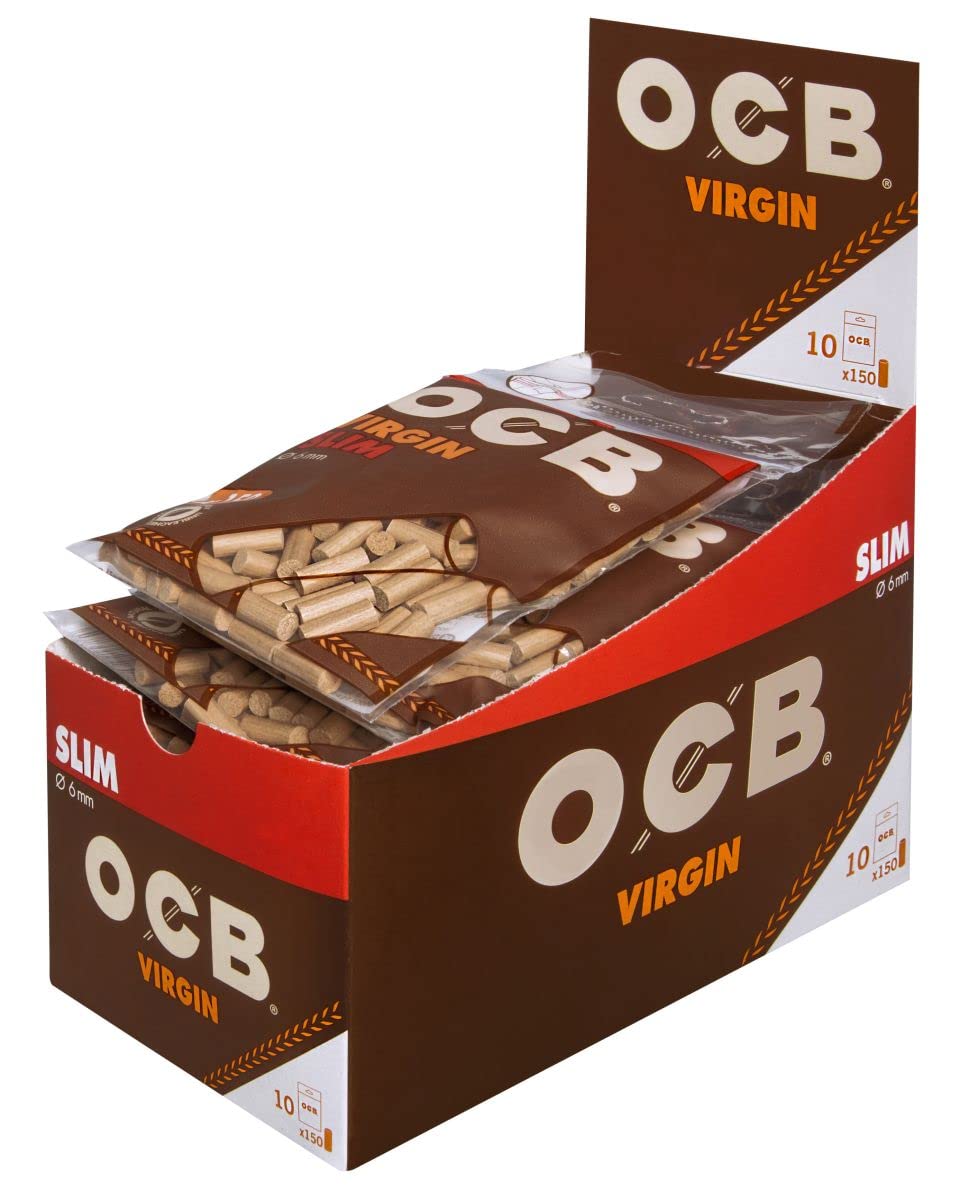 OCB 9200 Unbleached Slim Virgin Filter 6 mm Eco-Friendly 10 Bags 150 Pieces