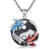 XIXLES 925 Sterling Silver Unique Animal Pendant Necklaces-Punk Gothic Hip Hop Yin Yang Necklace for Men Women with Chain and Gifts Box