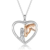 GULICX Horse Gifts for Teen Girl Women, Girl with Horse Necklace Heart Pendant Jewelry Gifts for Horse Lover Daughter Granddaughter Niece