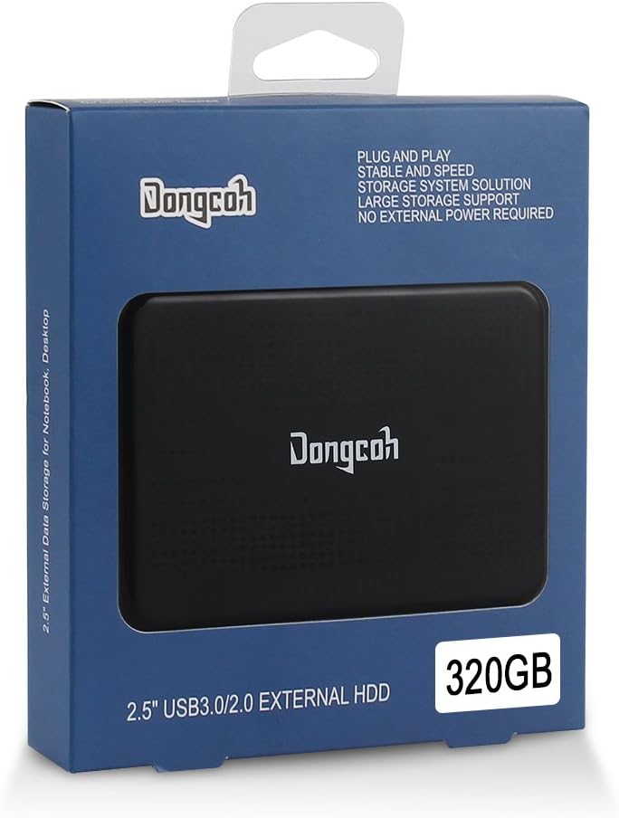 Dongcoh 2.5" External Hard Drive 320gb with USB3.0 Data Storage External HDD for Notebook/Desktop/Xbox One