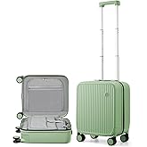 mixi Underseat Carry on Luggage 16 Inch Hardshell PC Suitcase with Spinner Wheels TSA Lock for Travel, Avocado Green