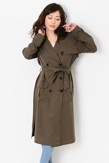 Amazon エゴイスト Egoist ダブル釦ライトトレンチコート Kahki 2 コート ジャケット 通販