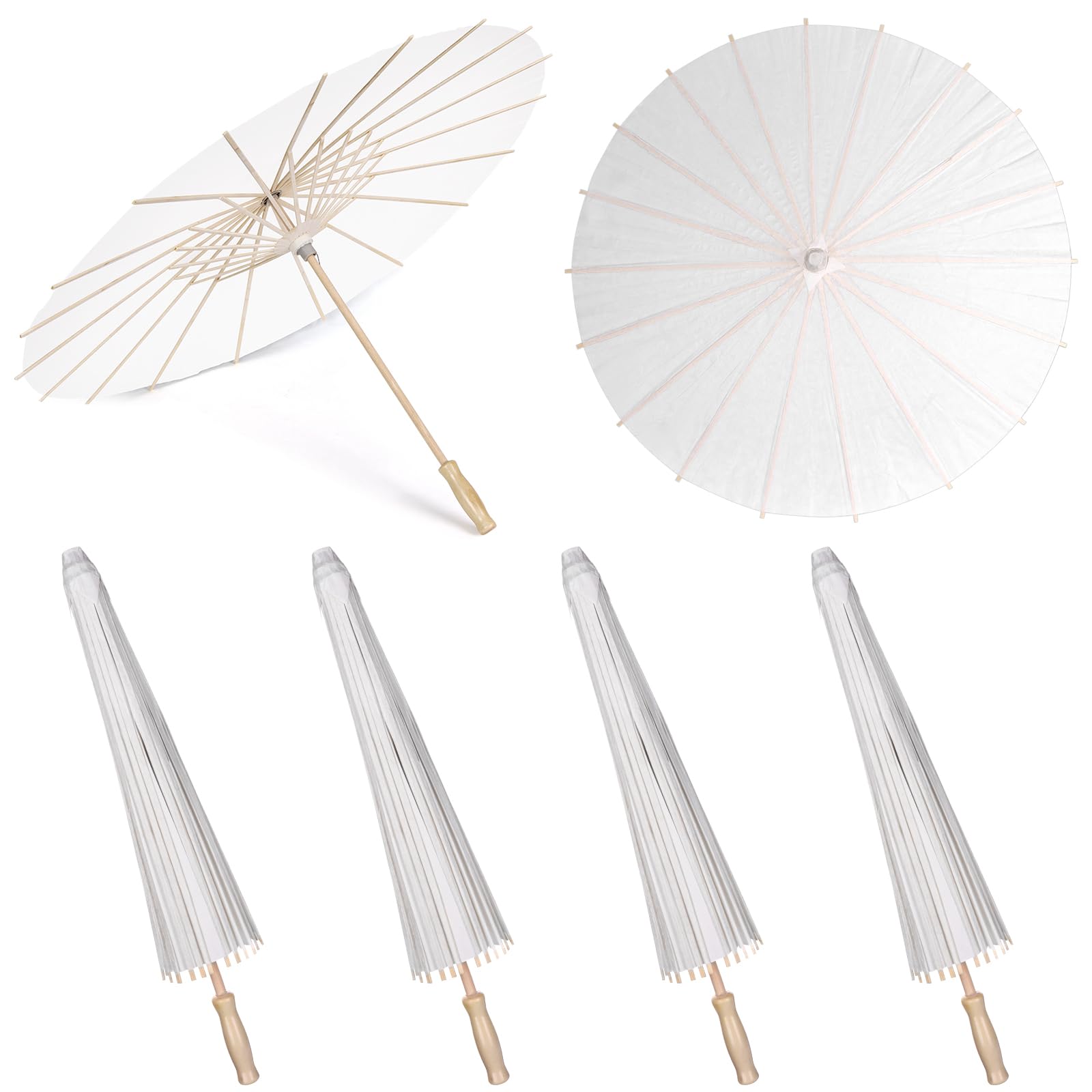 4 Pcs Paper Parasol 60CM Chinese Japanese Paper Umbrella White DIY Painting Decorative Umbrella for Wedding Bridal Party Decor