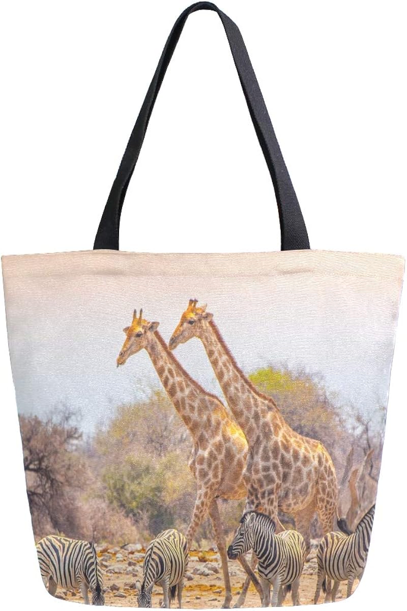 BIGJOKE - Bolsa de lona para mujer, diseño de jirafa africana