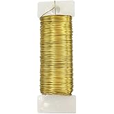 Honigo 26 Gauge Golden Metal Floral Wire, 38 Yards/35 Meters,for Christmas Wreaths,Tree Decoration,Flower Arrangement,Craft W