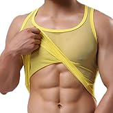 OUYE Men's Mesh See-Through Tank Top Vest