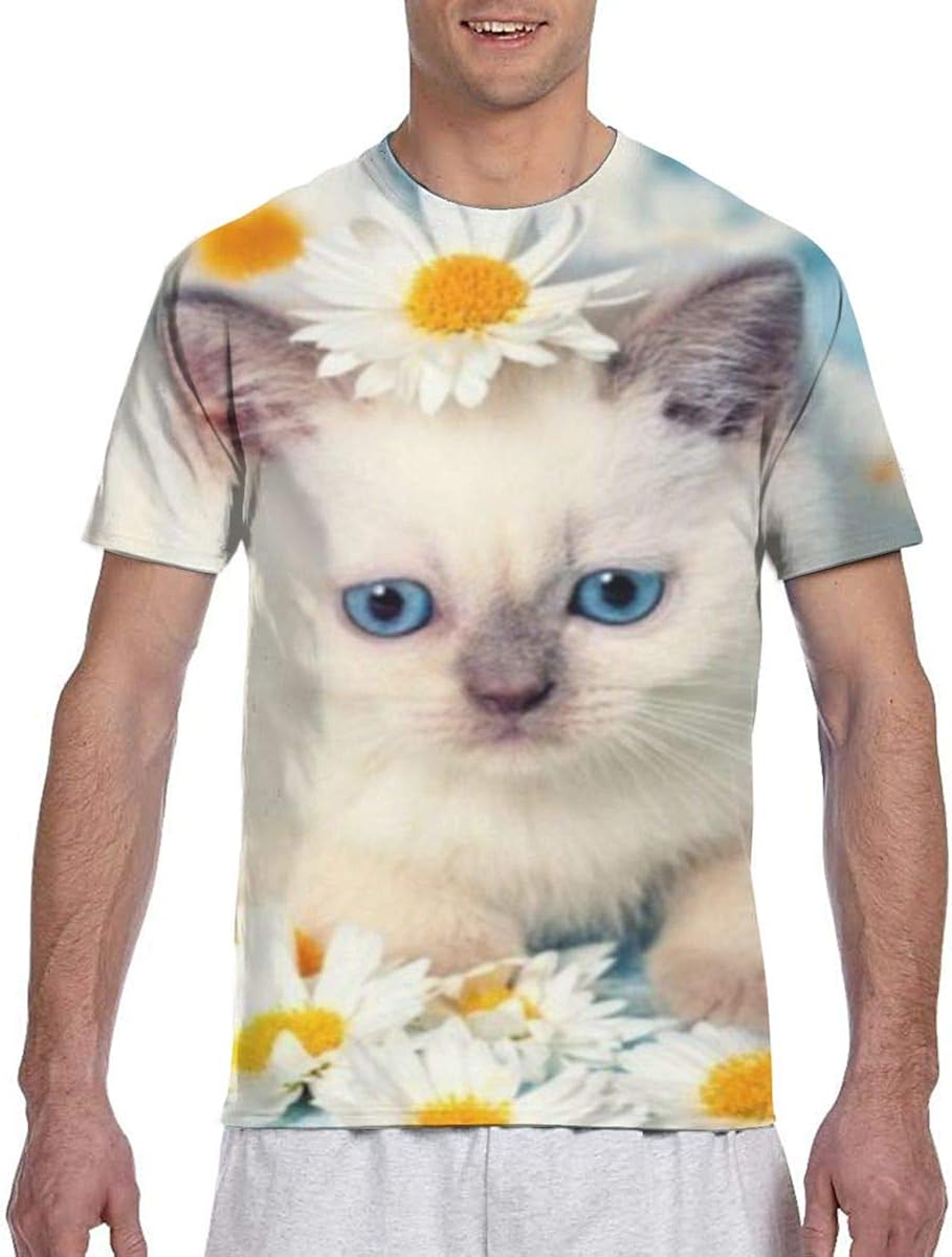 Men Tee ShirtsCute Cat Short Sleeve TShirts Crew Neck T Shirt Amazon.co.uk Clothing