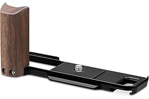 Haoge X-E5 Grip Wooden Side Handle for Fujifilm XE5 Camera - L-Shape Retro Premium Wood Grip with Quick Release Plate, Extra Tripod 1/4 Hole & Hot Shoe Hole Black HG-XE5-B