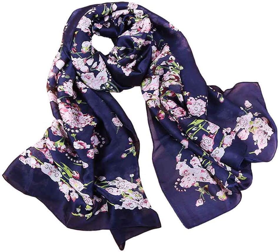 Print Silk Feeling Scarf Fashion Scarves Lightweight Shawl Scarf Sunscreen Shawls for Womens