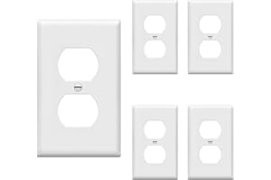 ENERLITES Duplex Wall Plates Kit, Electrical Outlet Covers, Standard Size 1-Gang 4.50" x 2.76", Unbreakable Polycarbonate Thermoplastic, Electric Receptacle Plug Covers, 8821-W-5PCS, White (5 Pack)