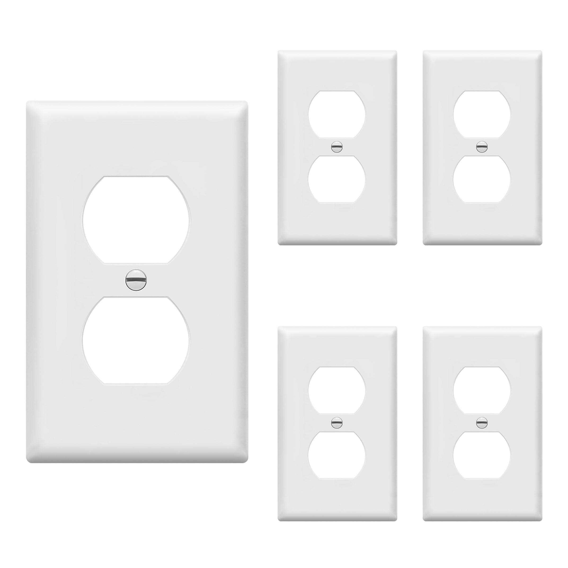 ENERLITES 5 Pack Outlet Covers Wall Plate for Duplex Receptacle, White