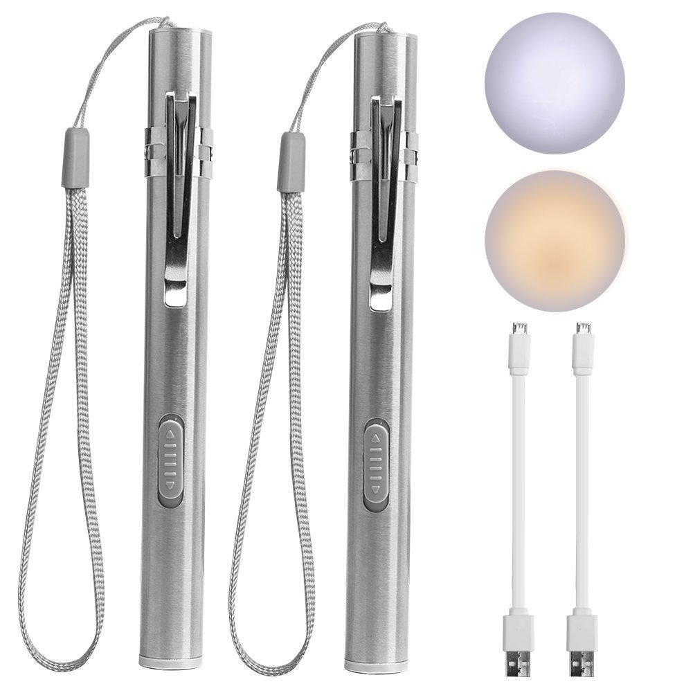 LEAGY Pen Torches for Nurses,Reusable Rechargeable Torch,2Pack LED Lights Pen Light