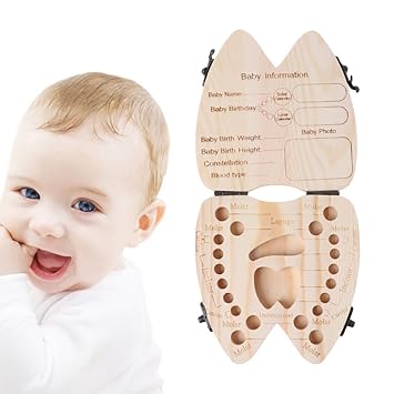 Amazon.com: hibyebuying bebé caja de dientes, dientes de leche de madera organizador de almacenamiento funda para ahorrar Souvenir niño niños de recuerdo de dientes titular organizador para niños niñas, 1pcs: Baby