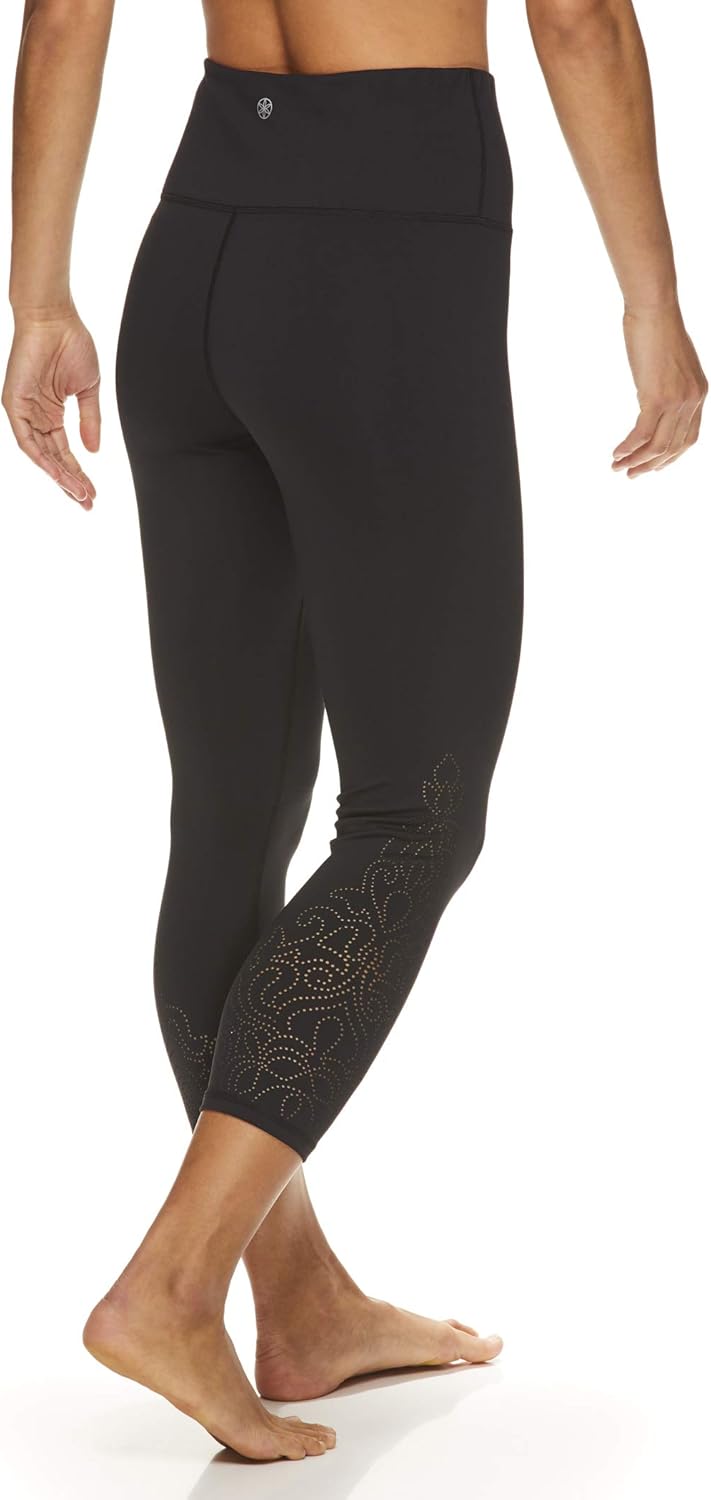 Gaiam Women's High Waisted Capri Yoga Pants - High Rise Compression Workout Leggings - Athletic Gym Tights: Clothing