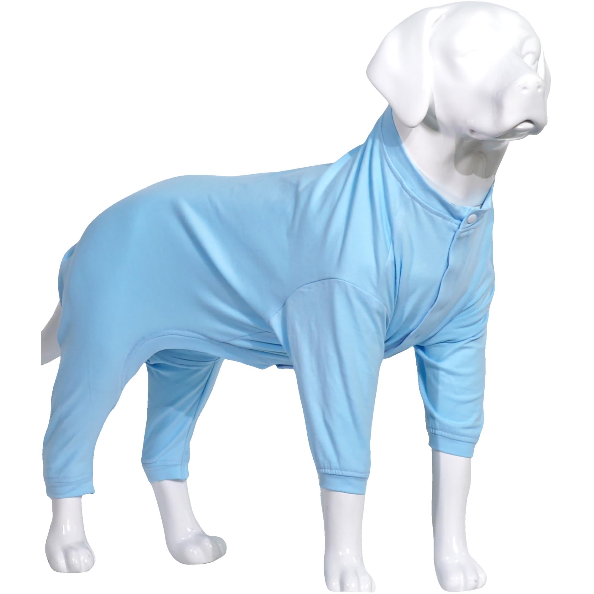 Lovelonglong Four Feet Lightweight Pajamas, Pure Cotton Jumpsuits, Onesies T-Shirt Stylish PJs Puppy Costume for Large Medium Small Dogs, Lightblue S