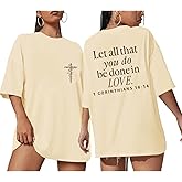 Lytiarul Christian Shirts for Women Oversized Jesus Religious Faith Tshirt Sayings Bible Verse Inspirational Tees Casual Tops