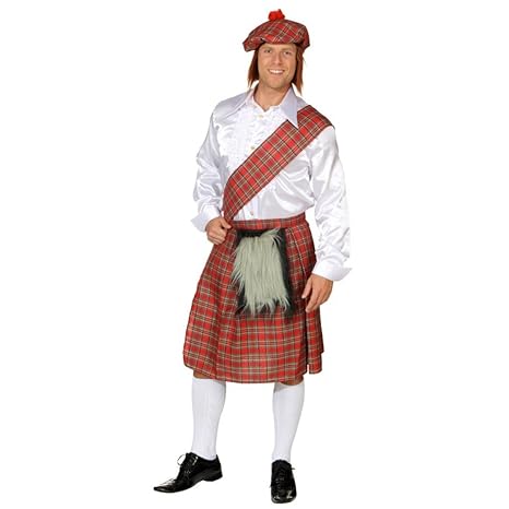 Krause & Sohn Schotten-Set 3-TLG Schottenrock Schärpe Mütze Kostüm Schotte Fasching Schottland
