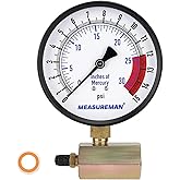 MEASUREMAN 4" Steel Gas Pressure Test Gauge Assembly, 3/4" FNPT Connection, 0-15Psi/0-30InHg, 1.6% Accuracy,