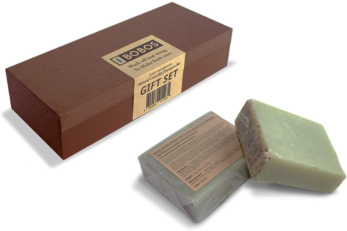 IBOBOS Shampoo Bar Soap (3.5 oz X 2) Organic Natural Pure 6Year Fermented Camellia Extract, Anti-Hair Loss Treatment for Scalp and Face, Hair, Skin & Nails, Men & Women