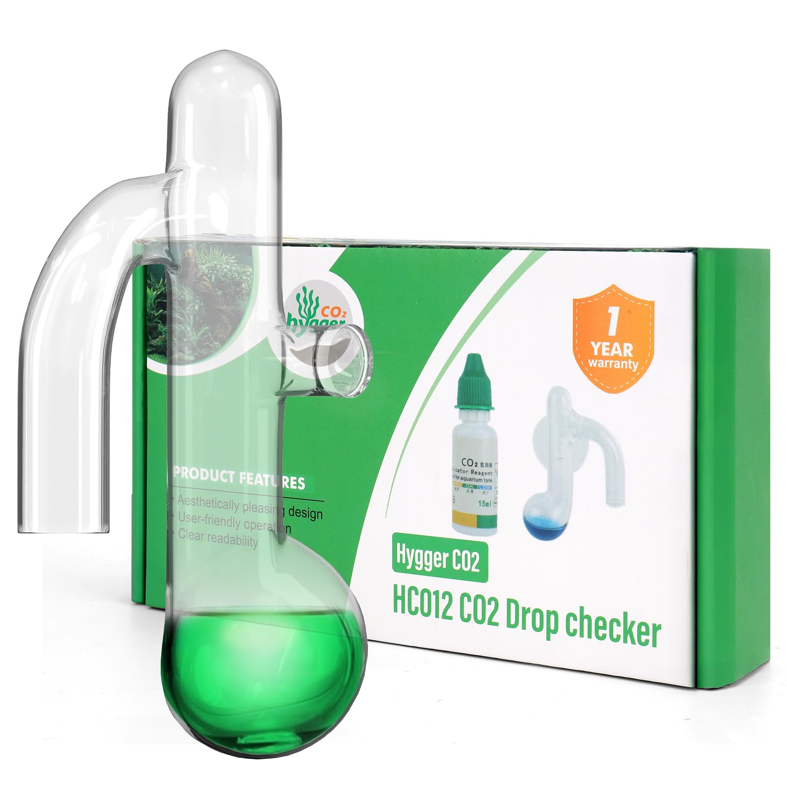 Photo 1 of Hygger CO2 Nano Drop Checker with Solution for CO2 Aquarium, Glass Monitor CO2 System for Planted Aquarium Tank