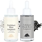 Rice Exfoliating Ampoule Set, White Black Rice Exfoliant Serum, Body and Face Exfoliator, Peeling Ampoule & Dead Skin Remover - Gentle Peel and Pore Minimizing & Deep Hydration