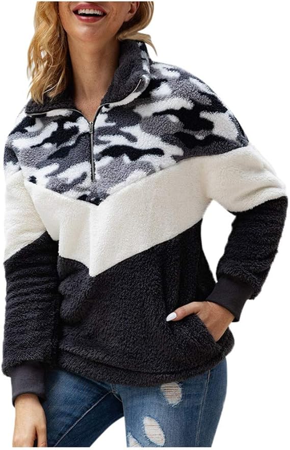 camo sherpa pullover