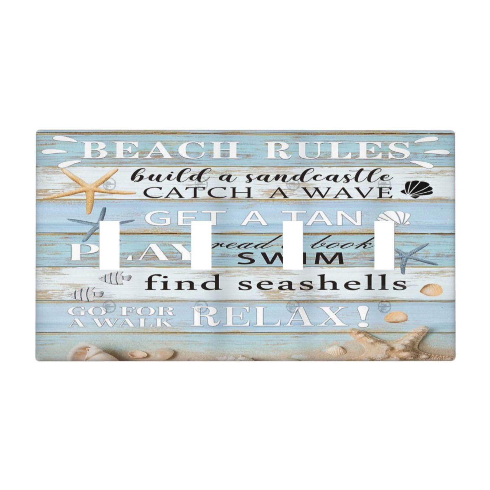 Xuejiaku Decorative Switch Plate Covers Beach Rules