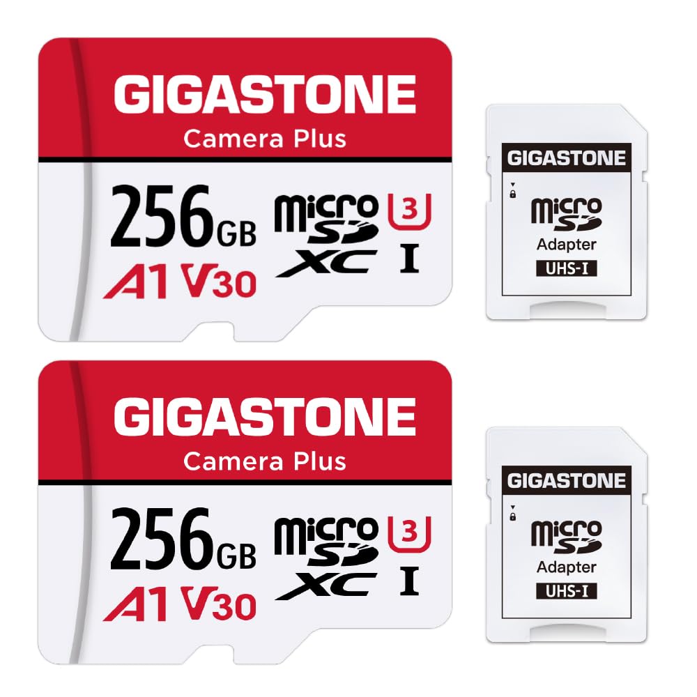 GIGASTONE 256GB Micro SD Card 2-Pack, Camera Plus, 4K UHD Video Recording, 4K Ultra HD Action Camera