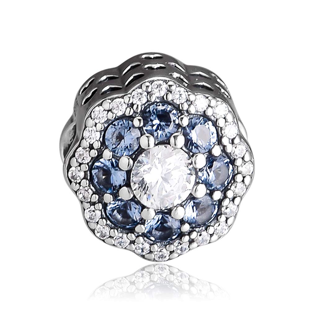 PANDOCCI 2019 Spring Blue Flower Bead 925 Silver DIY Fits for Original Pandora Bracelets Charm Fashion Jewelry