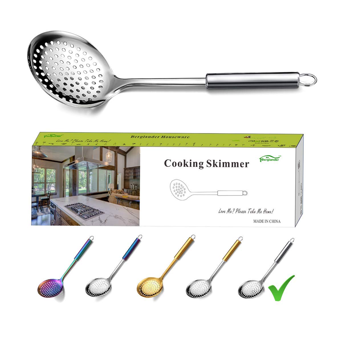 Berglander Skimmer, Stainless Steel Strainer, Cooking Skimmer, Slotted Spoons, For Cooking, Strainer Spoon, Metal Kitchen