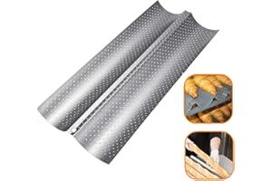 French Bread Baking Pan Non-stick Perforated Baguette Pan French Bread Pan Bakeware Mould Kitchen Appliance Parts (Silver)