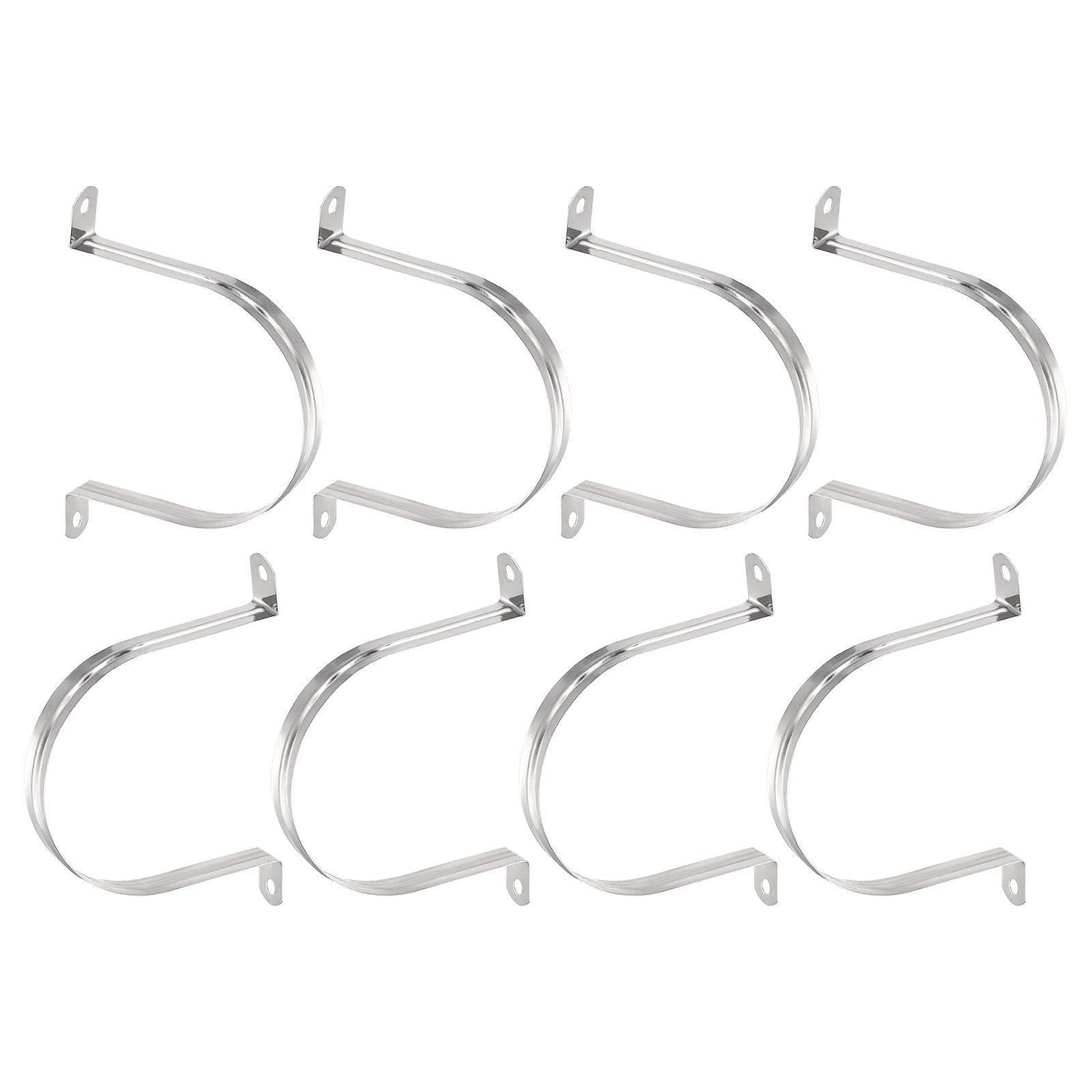 DTGN 18mm(W) Two Hole Strap - 8Pack - Good for Industrial 100mm Dia Pipe Fixing - 201 Stainless Steel Rigid Pipe Strap Clamp - Silver Tone — image 1