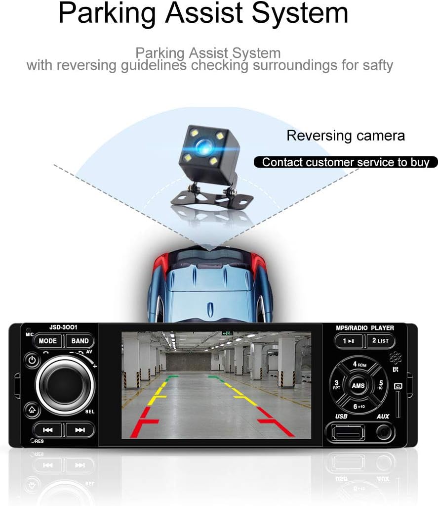 Car Radio Bluetooth 1 Din Car Stereo Carplay Android Auto 4 inch Touch Screen Auto Audio Mirror Link Rear View Camera USB AUX Player - Image 4