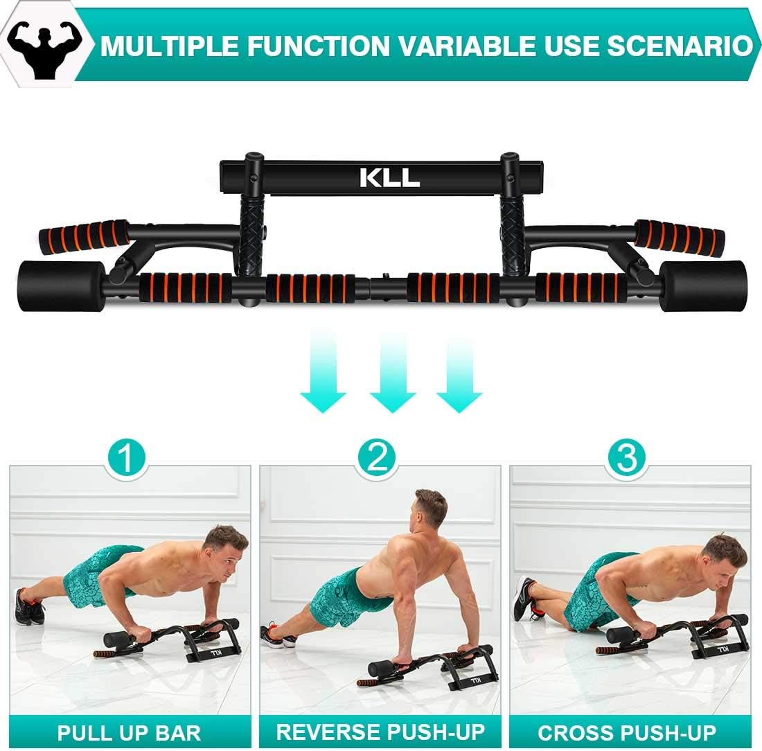 KLL Pull up Bar for Doorway, Multifunctional Strength Training Pull-up Bars for Home Gym Exercise, Doorway Pullup Chin up Bar No Screws with Upgraded Thickened Steel & 440LBS(180-days Free Return) : Sports & Outdoors